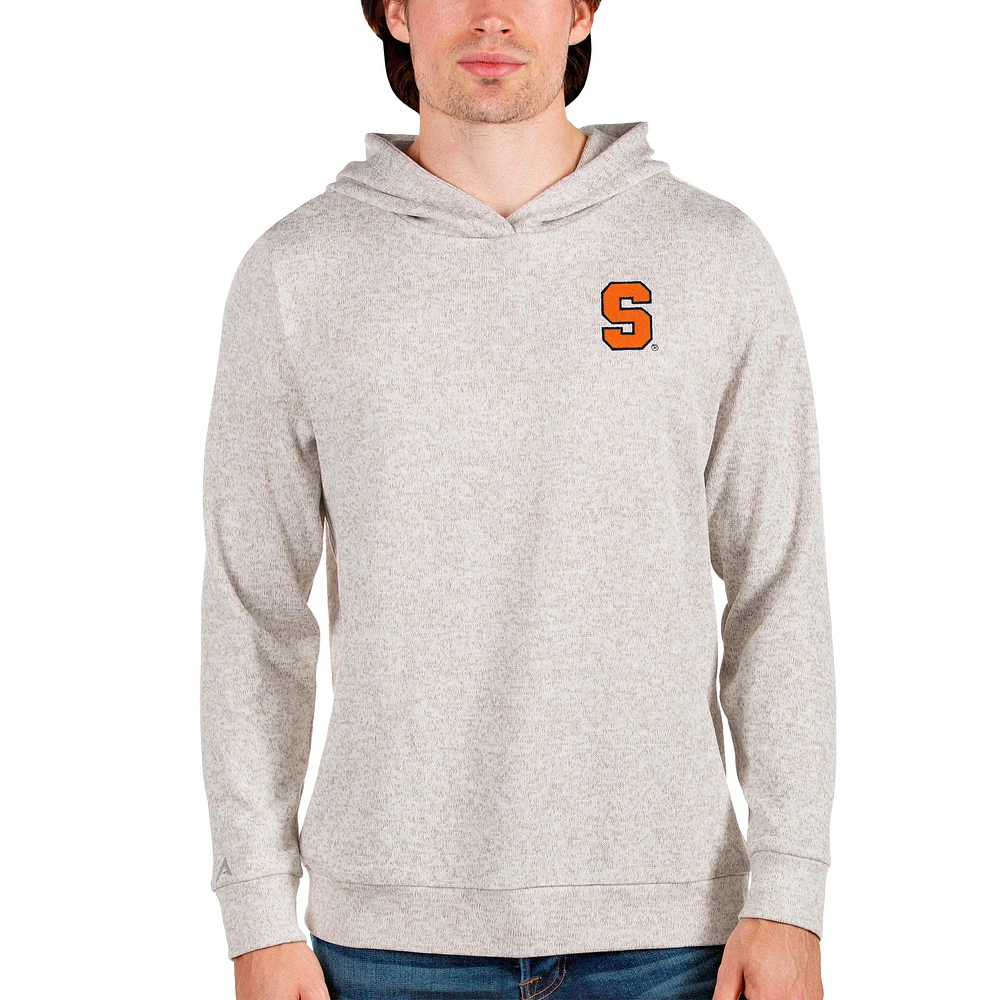 Men's Antigua Oatmeal Syracuse Orange Absolute Pullover Hoodie