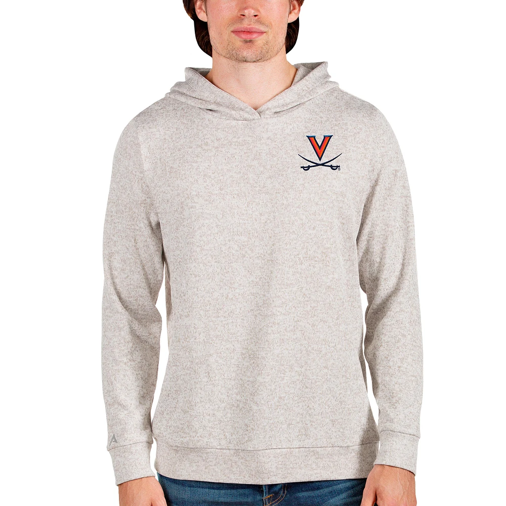 Men's Antigua Oatmeal Virginia Cavaliers Absolute Pullover Hoodie