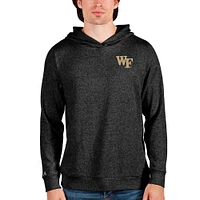 Men's Antigua Heathered Black Wake Forest Demon Deacons Absolute Pullover Hoodie