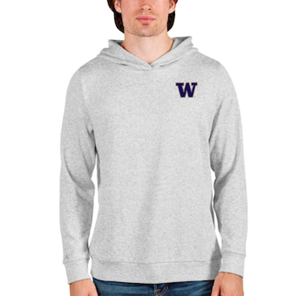 Men's Antigua Heathered Gray Washington Huskies Absolute Pullover Hoodie