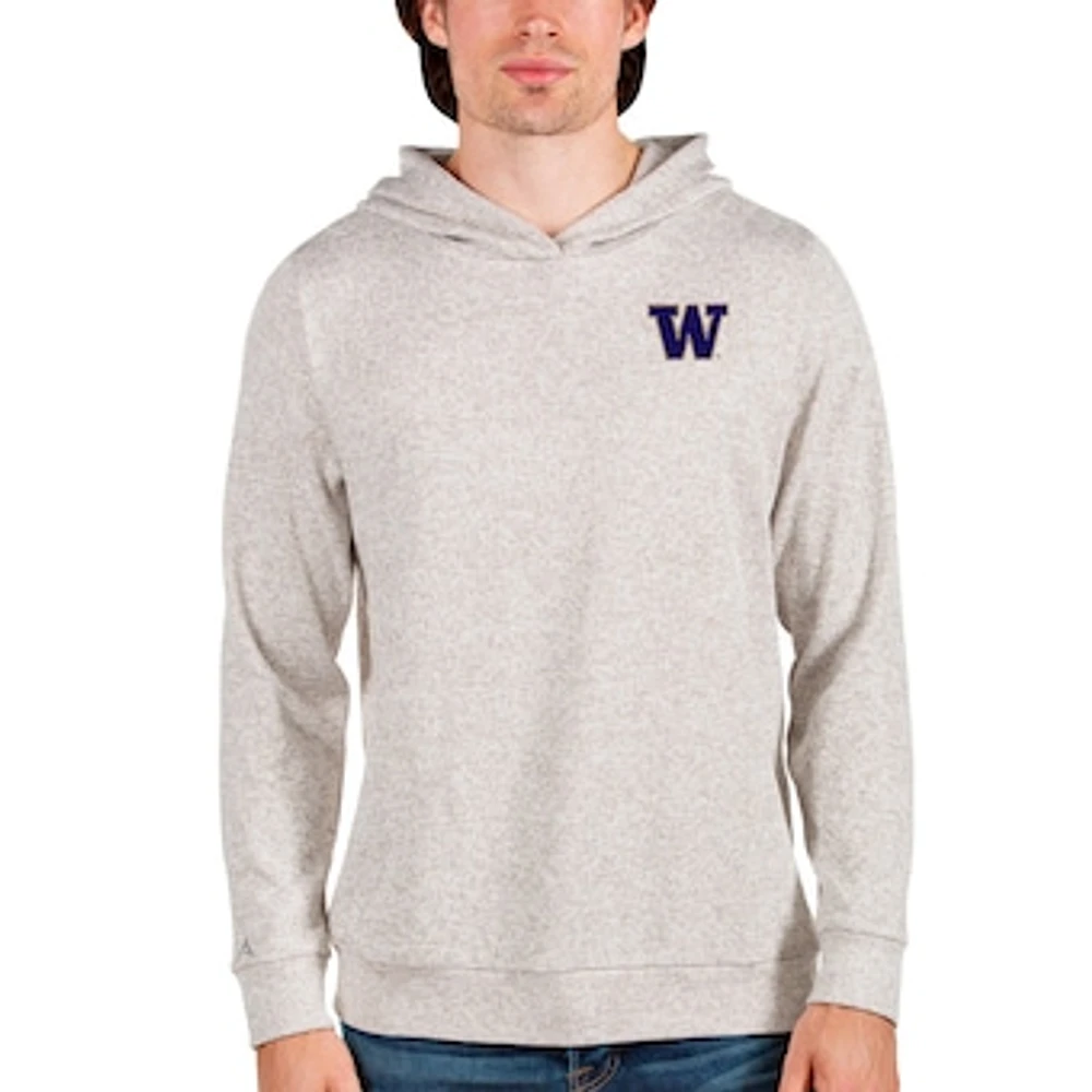 Men's Antigua Oatmeal Washington Huskies Absolute Pullover Hoodie