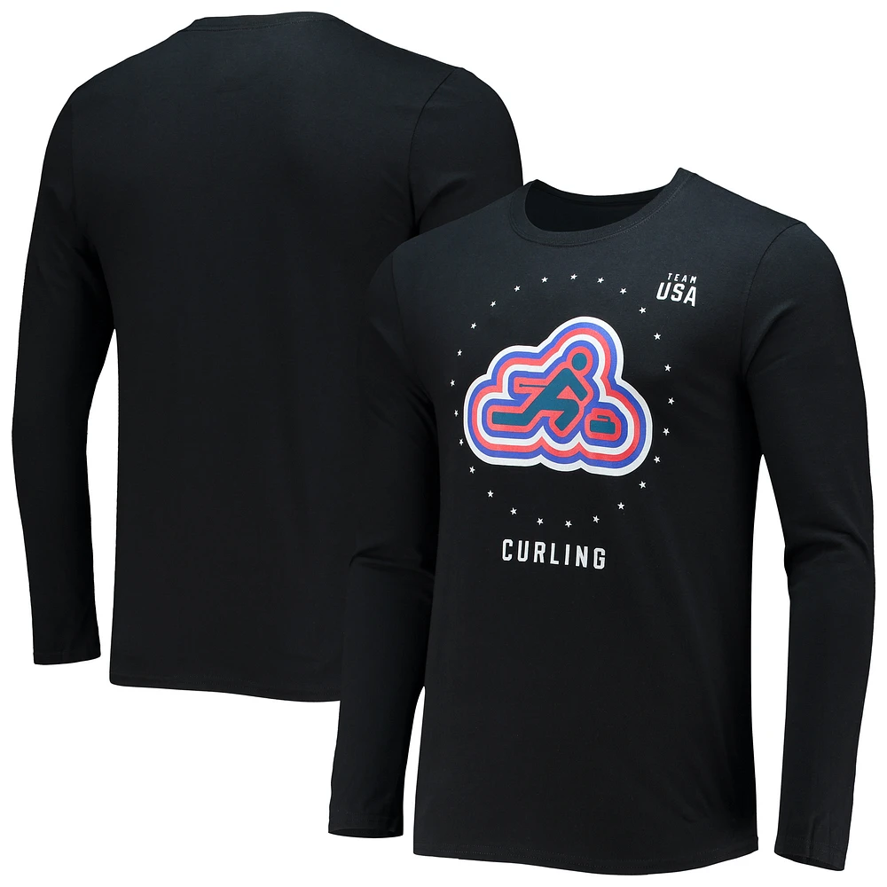 Men's Fanatics Black Team USA Curling Long Sleeve T-Shirt