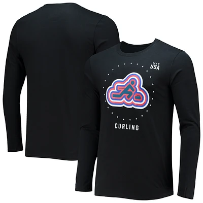 Men's Fanatics Black Team USA Curling Long Sleeve T-Shirt