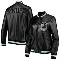 Women's The Wild Collective Black Minnesota United FC Full-Snap Bomber Jacket