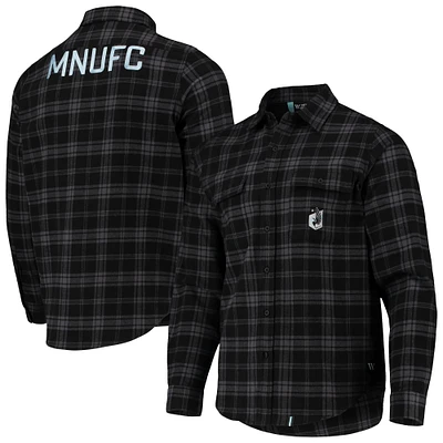 Men's The Wild Collective Black Minnesota United FC Buffalo Check Button-Up Shirt