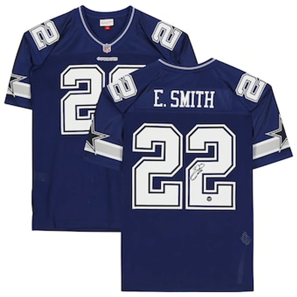 Emmitt Smith Dallas Cowboys Autographed Navy Mitchell & Ness Authentic Jersey