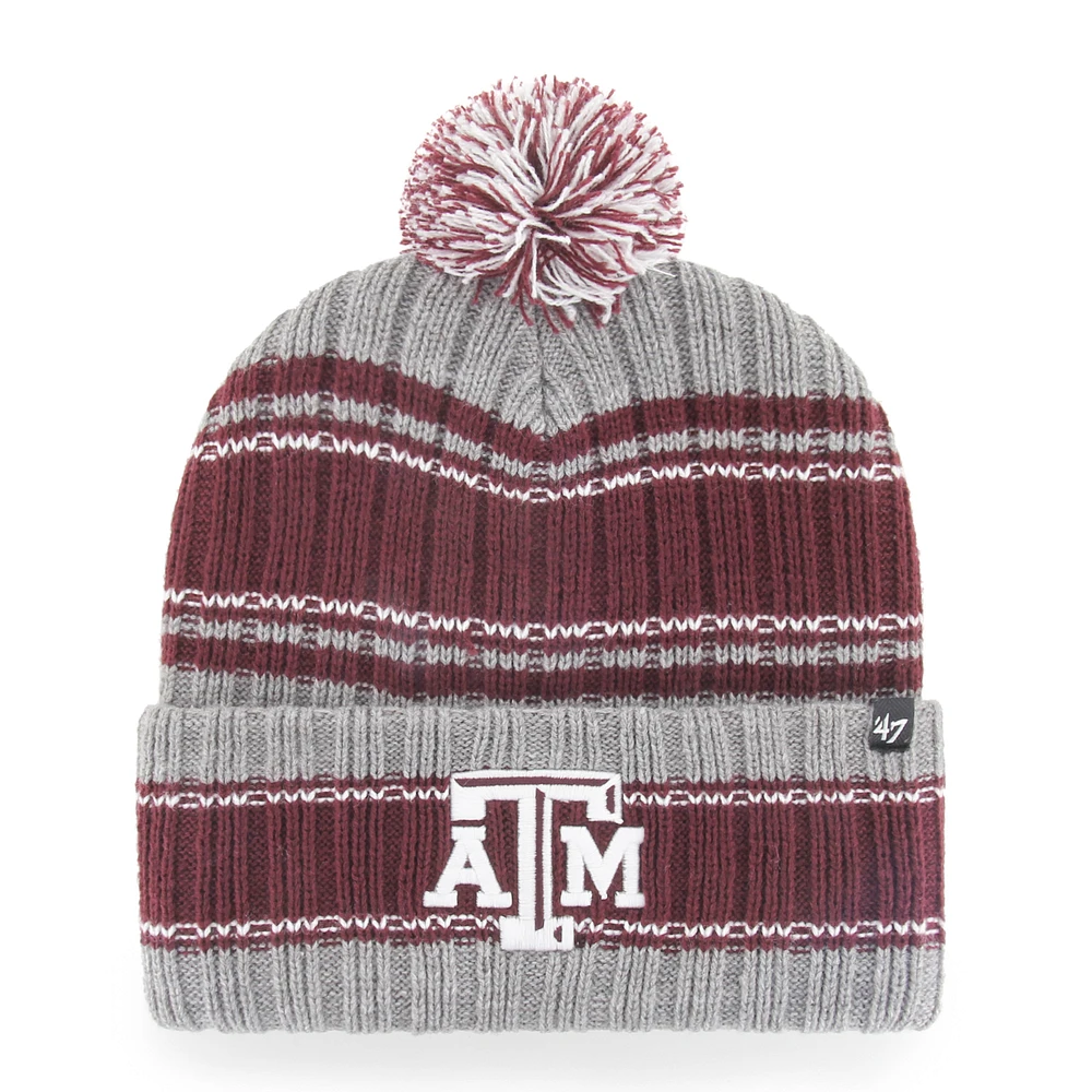 Men's '47 Gray Texas A&M Aggies Rexford Cuffed Knit Hat with Pom