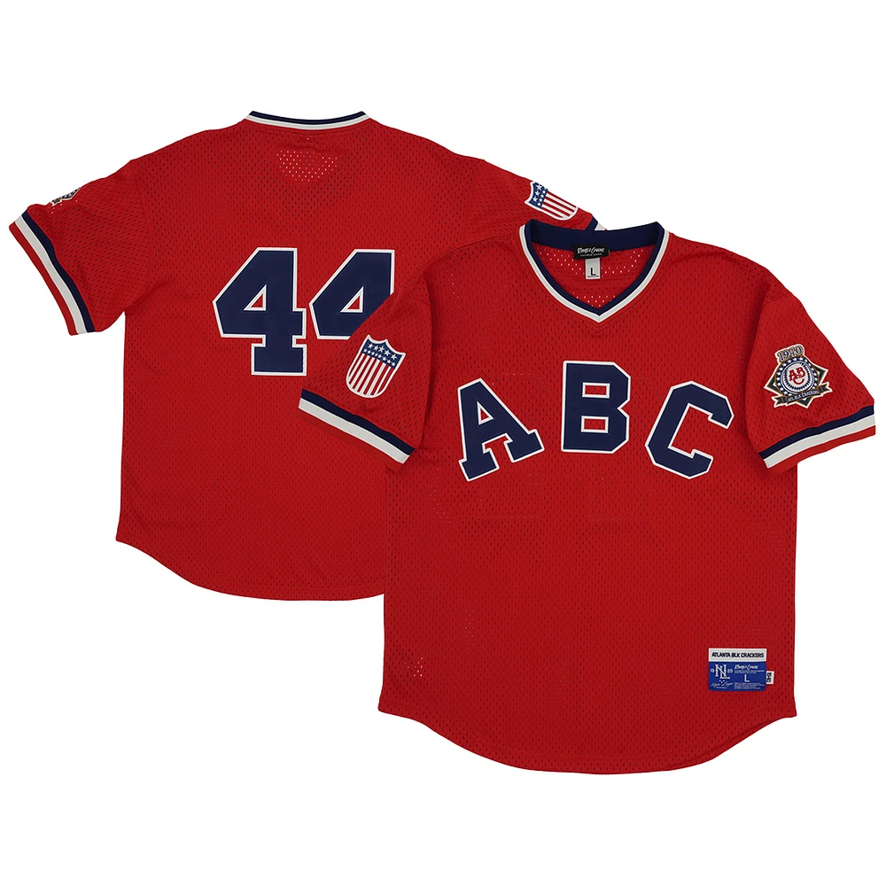 Youth Rings & Crwns #44 Red Atlanta Black Crackers Mesh Replica V-Neck Jersey