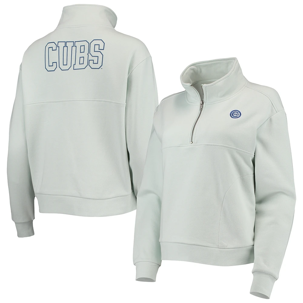 Women's The Wild Collective Light Blue Chicago Cubs Two-Hit Quarter-Zip Pullover Top