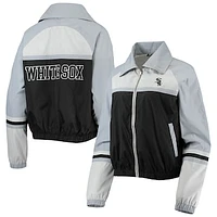 Women's The Wild Collective Black Chicago White Sox Colorblock Track Raglan Full-Zip Jacket