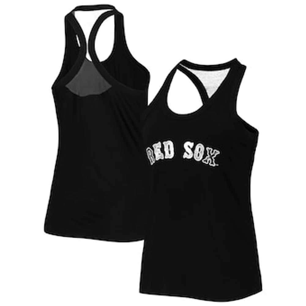 Women's The Wild Collective Black Boston Red Sox Tonal Athleisure Racerback Tank Top