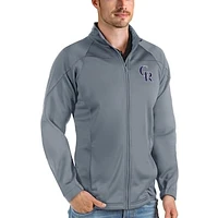 Men's Antigua Gray Colorado Rockies Links Full-Zip Golf Jacket