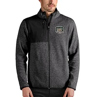 Men's Antigua Heathered Charcoal Ohio Bobcats Fortune Full-Zip Jacket