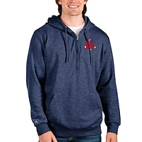 Men's Antigua Heathered Navy Boston Red Sox Action Quarter-Zip Pullover Hoodie