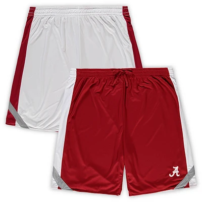 Men's Colosseum Crimson/White Alabama Crimson Tide Big & Tall Team Reversible Shorts