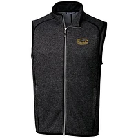 Men's Cutter & Buck Heathered Charcoal Wisconsin-Milwaukee Panthers Big Tall Mainsail Sweater Knit Fleece Full-Zip Vest