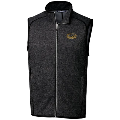Men's Cutter & Buck Heathered Charcoal Wisconsin-Milwaukee Panthers Big Tall Mainsail Sweater Knit Fleece Full-Zip Vest