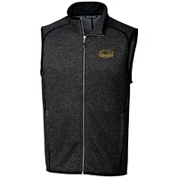Men's Cutter & Buck Heathered Charcoal Wisconsin-Milwaukee Panthers Big Tall Mainsail Sweater Knit Fleece Full-Zip Vest
