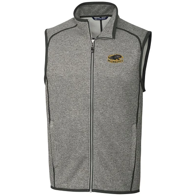 Men's Cutter & Buck Heathered Gray Wisconsin-Milwaukee Panthers Big Tall Mainsail Sweater Knit Fleece Full-Zip Vest