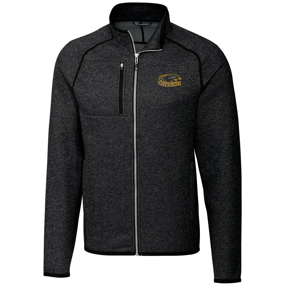 Men's Cutter & Buck Heathered Charcoal Wisconsin-Milwaukee Panthers Big Tall Mainsail Full-Zip Jacket
