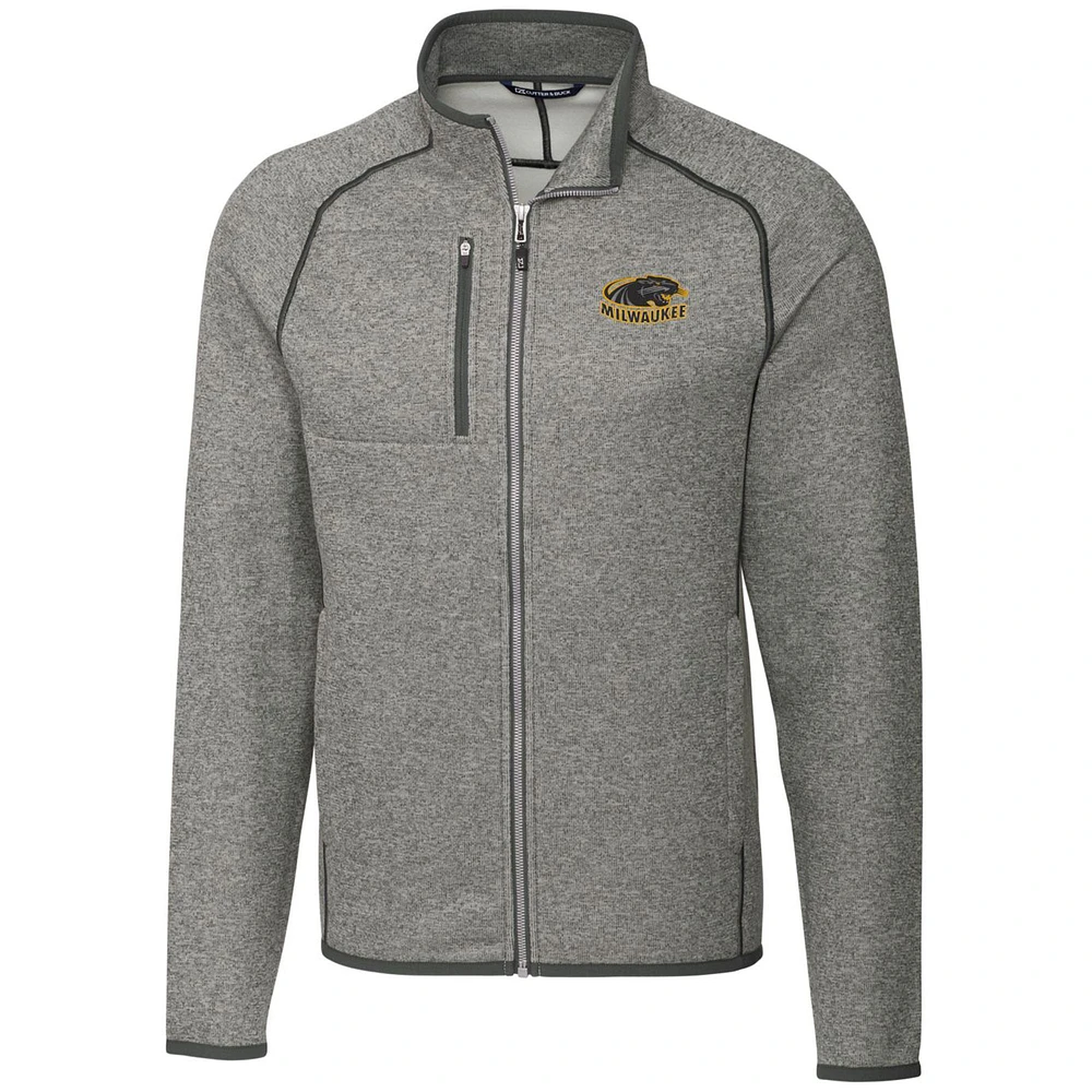Men's Cutter & Buck Heathered Gray Wisconsin-Milwaukee Panthers Big Tall Mainsail Full-Zip Jacket