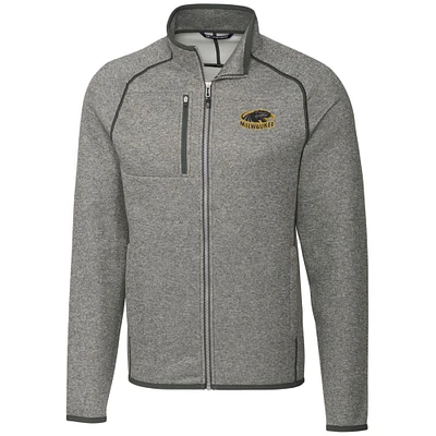 Men's Cutter & Buck Heathered Gray Wisconsin-Milwaukee Panthers Big Tall Mainsail Full-Zip Jacket