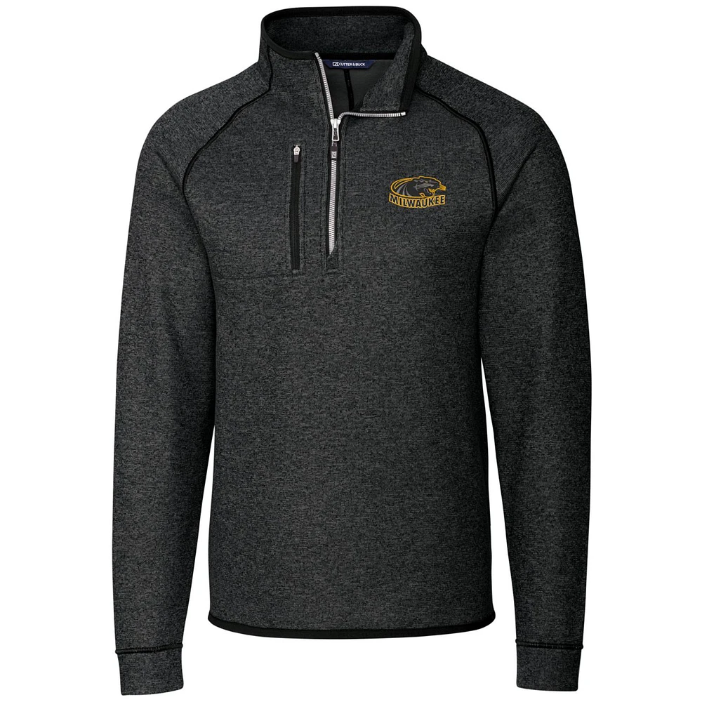 Men's Cutter & Buck Heathered Charcoal Wisconsin-Milwaukee Panthers Big Tall Mainsail Half-Zip Pullover Jacket