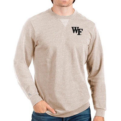 Men's Antigua Oatmeal Wake Forest Demon Deacons Reward Crewneck Pullover Sweatshirt