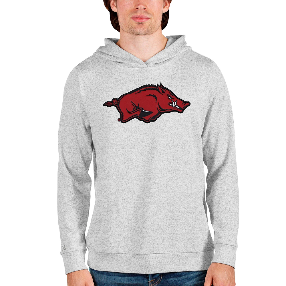 Men's Antigua Heathered Gray Arkansas Razorbacks Team Logo Absolute Pullover Hoodie