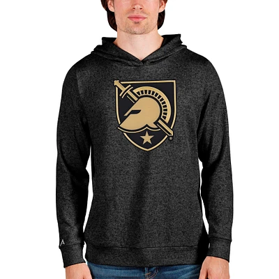 Men's Antigua Heathered Black Army Black Knights Team Logo Absolute Pullover Hoodie