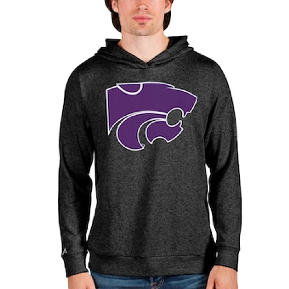 Men's Antigua Heathered Kansas State Wildcats Team Logo Absolute Pullover Hoodie