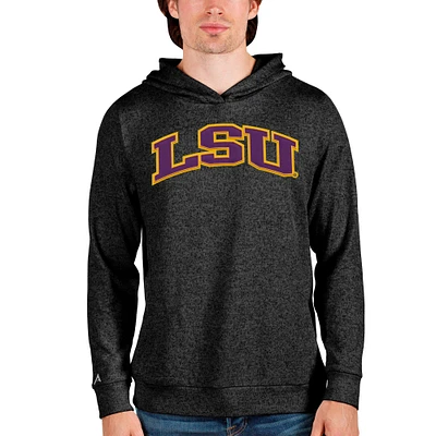 Men's Antigua Heathered Black LSU Tigers Team Logo Absolute Pullover Hoodie