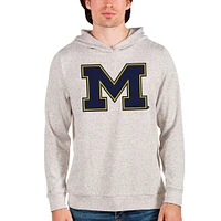 Men's Antigua Oatmeal Michigan Wolverines Team Logo Absolute Pullover Hoodie