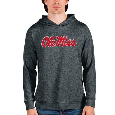 Men's Antigua Heathered Charcoal Ole Miss Rebels Team Logo Absolute Pullover Hoodie