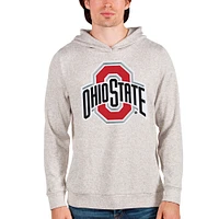 Men's Antigua Oatmeal Ohio State Buckeyes Team Logo Absolute Pullover Hoodie