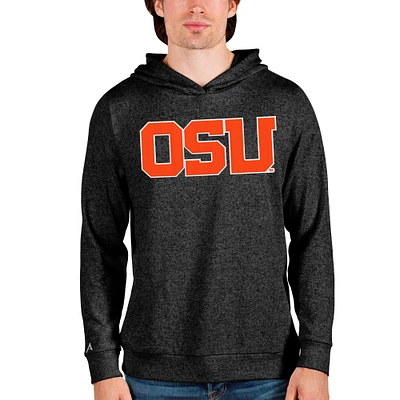 Men's Antigua Heathered Black Oregon State Beavers Team Logo Absolute Pullover Hoodie