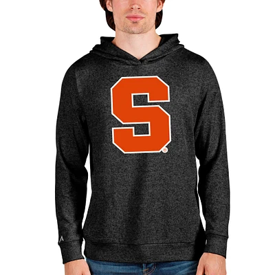 Men's Antigua Heathered Black Syracuse Orange Team Logo Absolute Pullover Hoodie