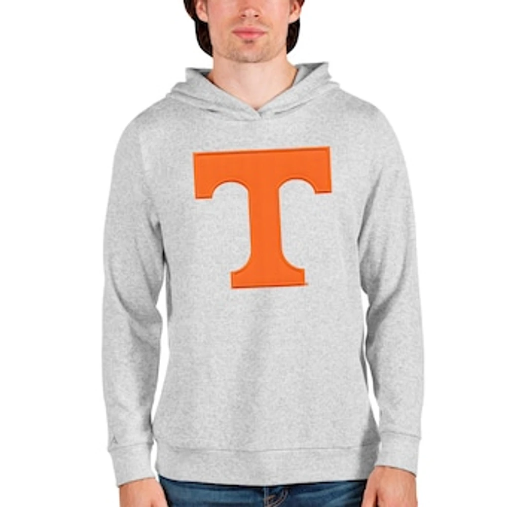 Men's Antigua Heathered Gray Tennessee Volunteers Team Logo Absolute Pullover Hoodie