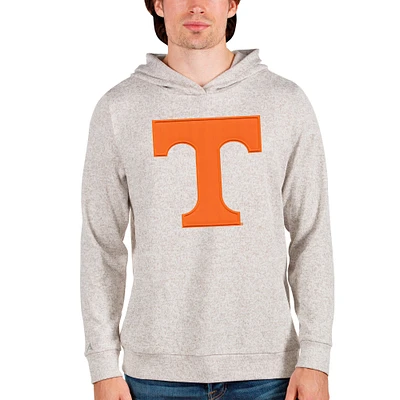 Men's Antigua Oatmeal Tennessee Volunteers Team Logo Absolute Pullover Hoodie