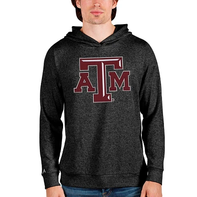 Men's Antigua Heathered Black Texas A&M Aggies Team Logo Absolute Pullover Hoodie