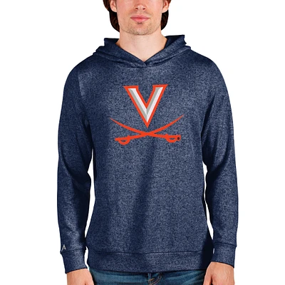 Men's Antigua Heathered Navy Virginia Cavaliers Team Logo Absolute Pullover Hoodie