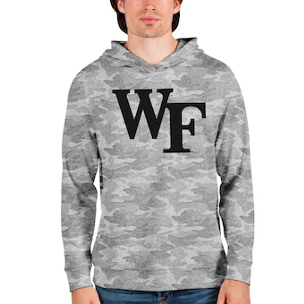 Men's Antigua Camo Wake Forest Demon Deacons Team Logo Absolute Pullover Hoodie