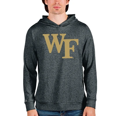 Men's Antigua Heathered Charcoal Wake Forest Demon Deacons Team Logo Absolute Pullover Hoodie