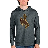 Men's Antigua Heathered Charcoal Wyoming Cowboys Team Logo Absolute Pullover Hoodie