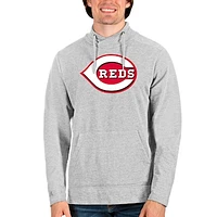 Men's Antigua Heathered Gray Cincinnati Reds Reward Pullover Sweatshirt