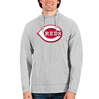 Men's Antigua Heathered Gray Cincinnati Reds Reward Pullover Sweatshirt