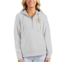 Women's Antigua Heathered Gray Houston Astros Action Half-Zip Pullover Hoodie