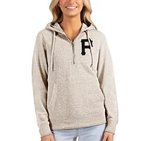 Women's Antigua Oatmeal Pittsburgh Pirates Action Half-Zip Pullover Hoodie