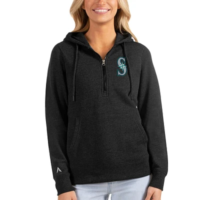 Women's Antigua Heathered Seattle Mariners Action Half-Zip Pullover Hoodie