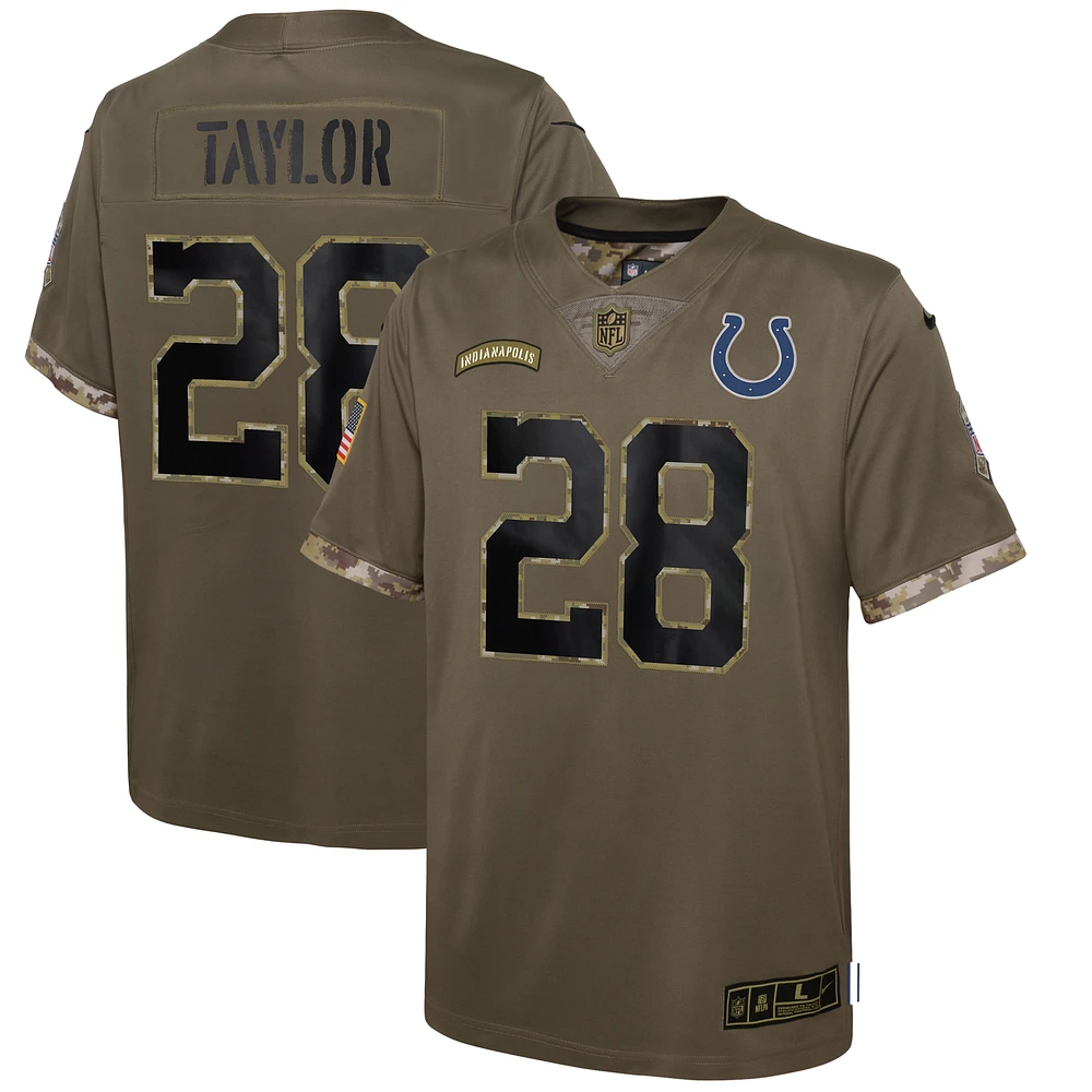 Youth Nike Jonathan Taylor Olive Indianapolis Colts Salute To Service Player Limited Jersey